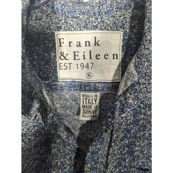 Frank & Eileen Barry Crinkle Long Sleeve Button Front Multi Blue Floral Women S - Picture 4 of 10